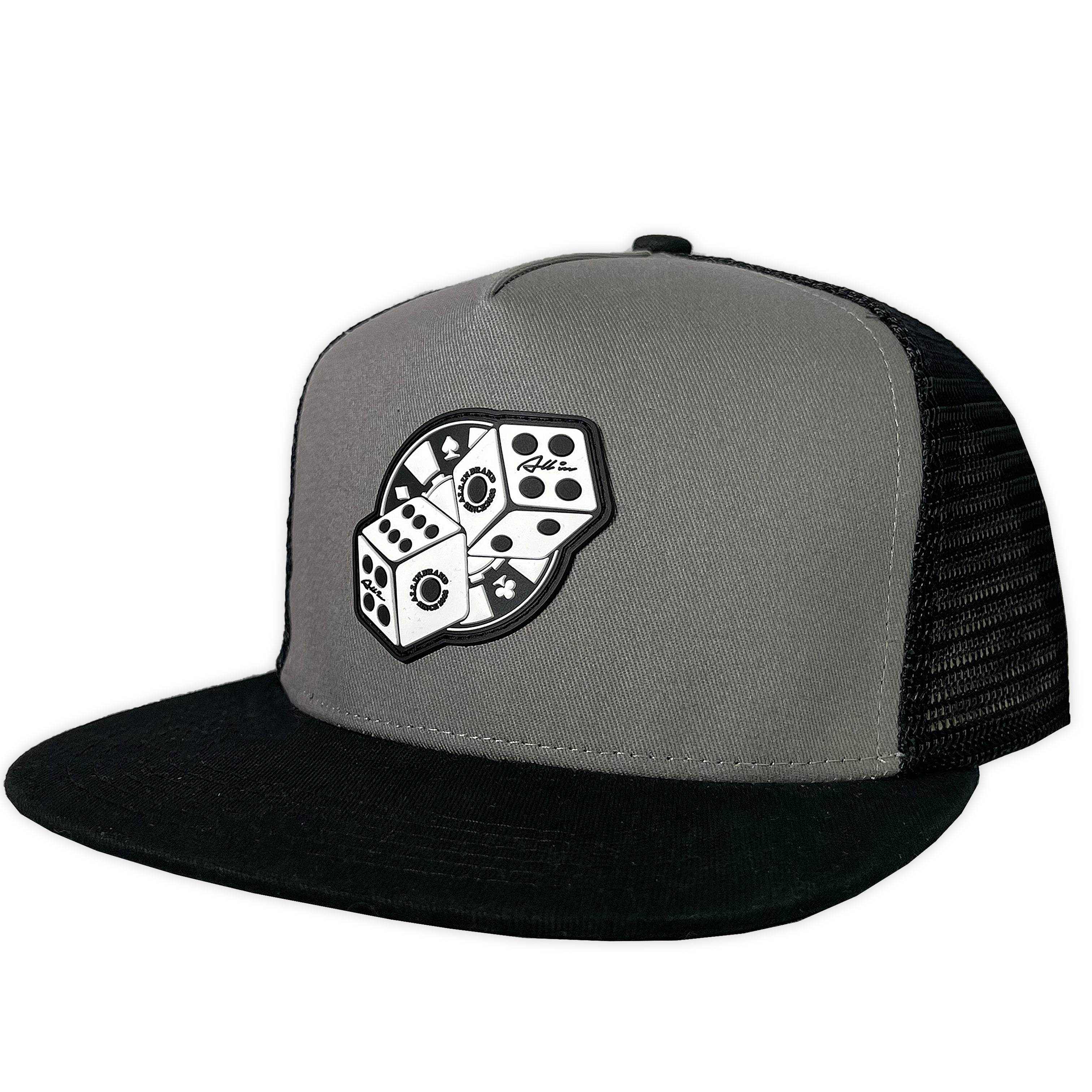 GORRA ALL IN BRAND DADOS GRIS CON NEGRA TRUCKER