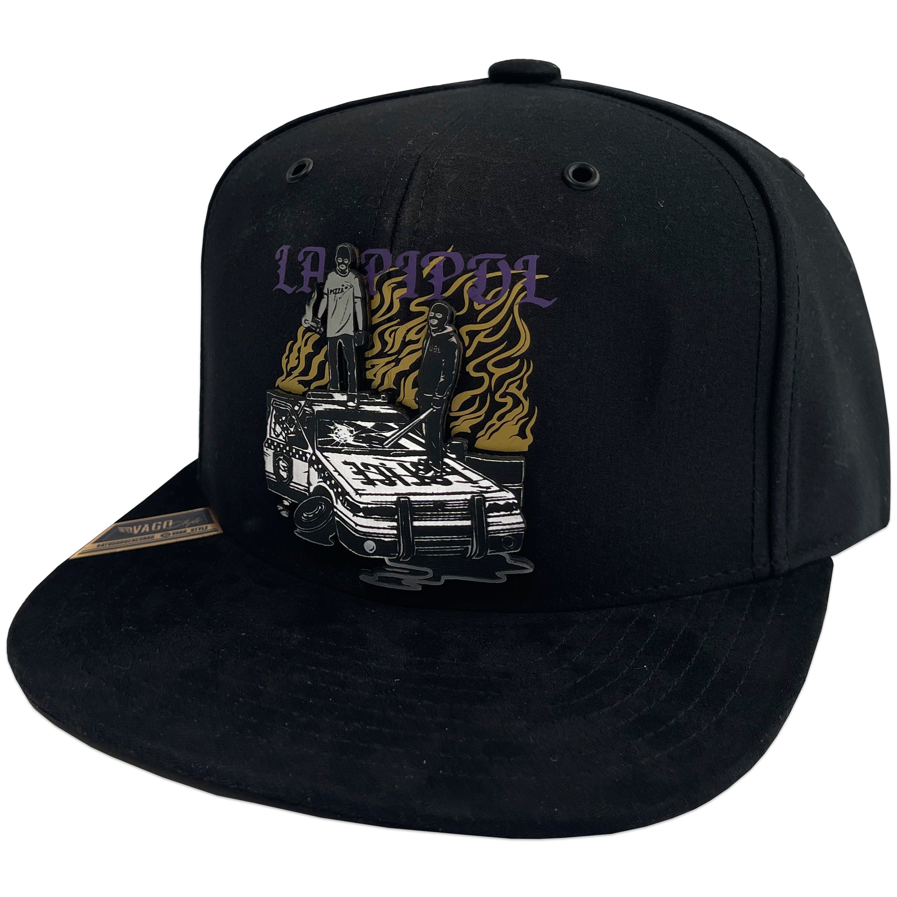 Gorra Vago Style La Pipol Negra Piel De Durazno Plana