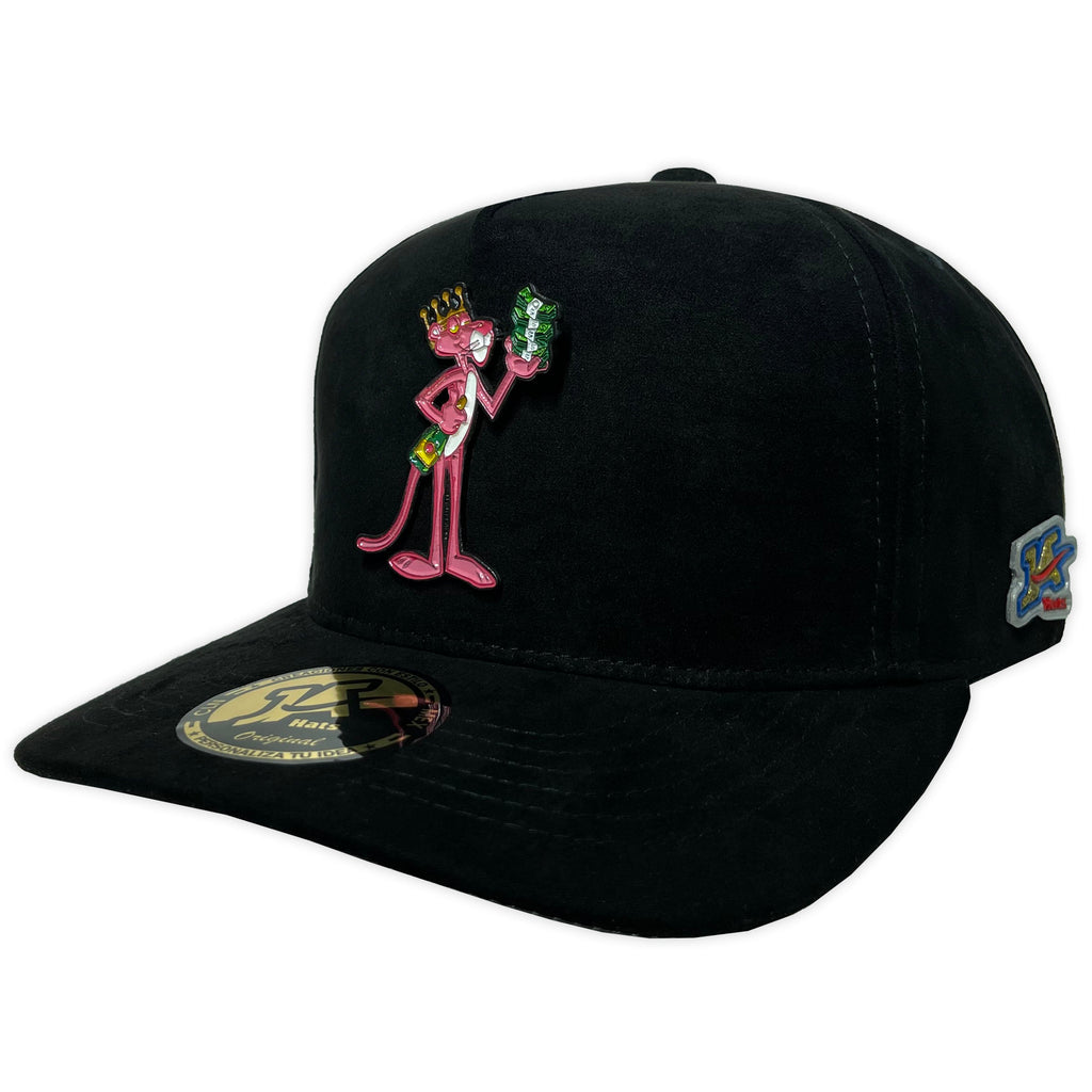 Gorra ja hats pantera rosa negra gamuza
