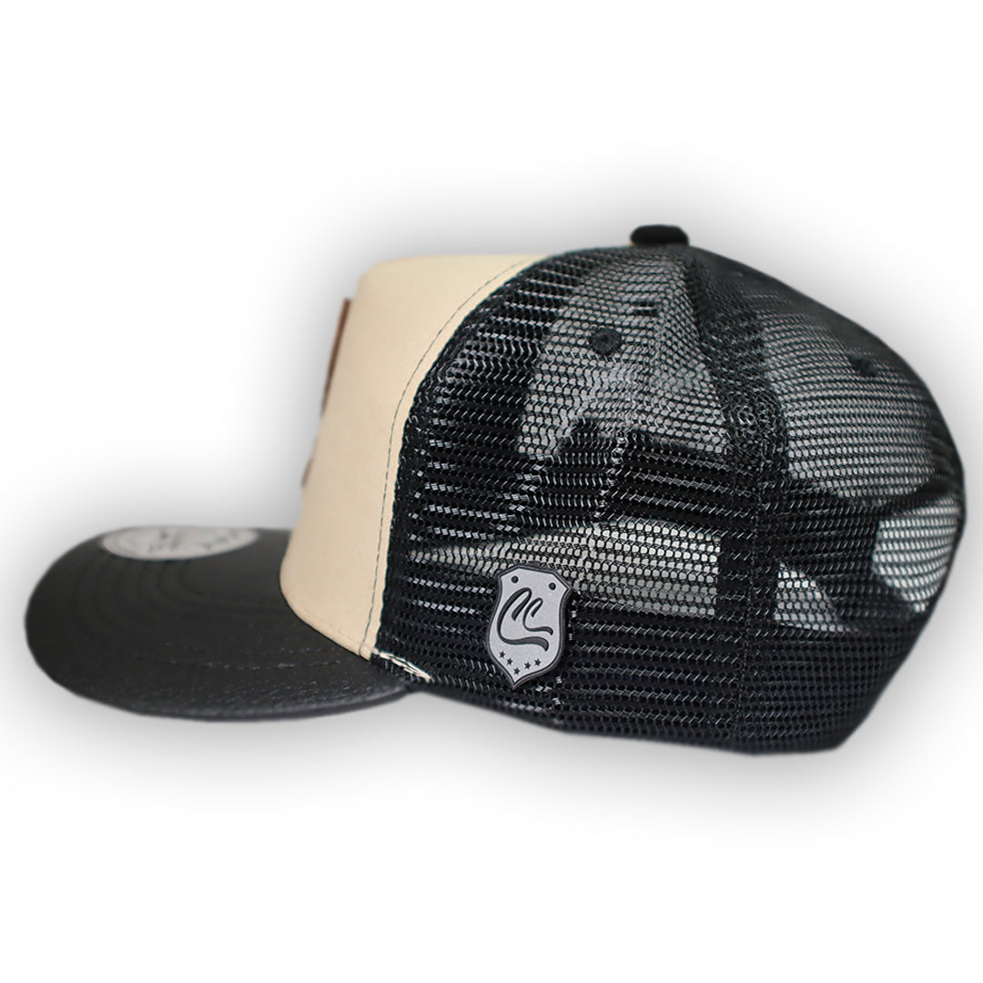 GORRA CULICHI CAPS EL HALCON BEIGE TRUCKER GOMA